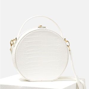 White Faux Crocodile Crossbody Purse